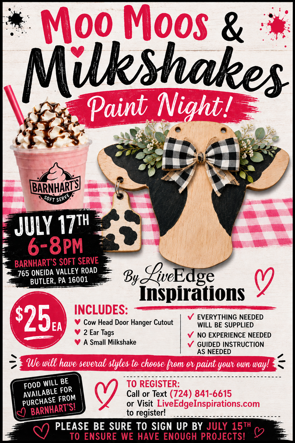 Moo Moos & Milkshakes Paint night at Barnhart's