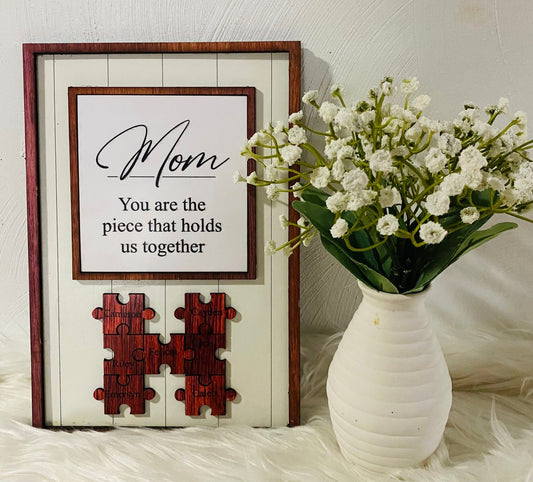 Personalized “Mom” Puzzle Sign