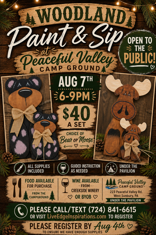 Woodland Paint & Sip at Peaceful Valley Campground Aug 7th