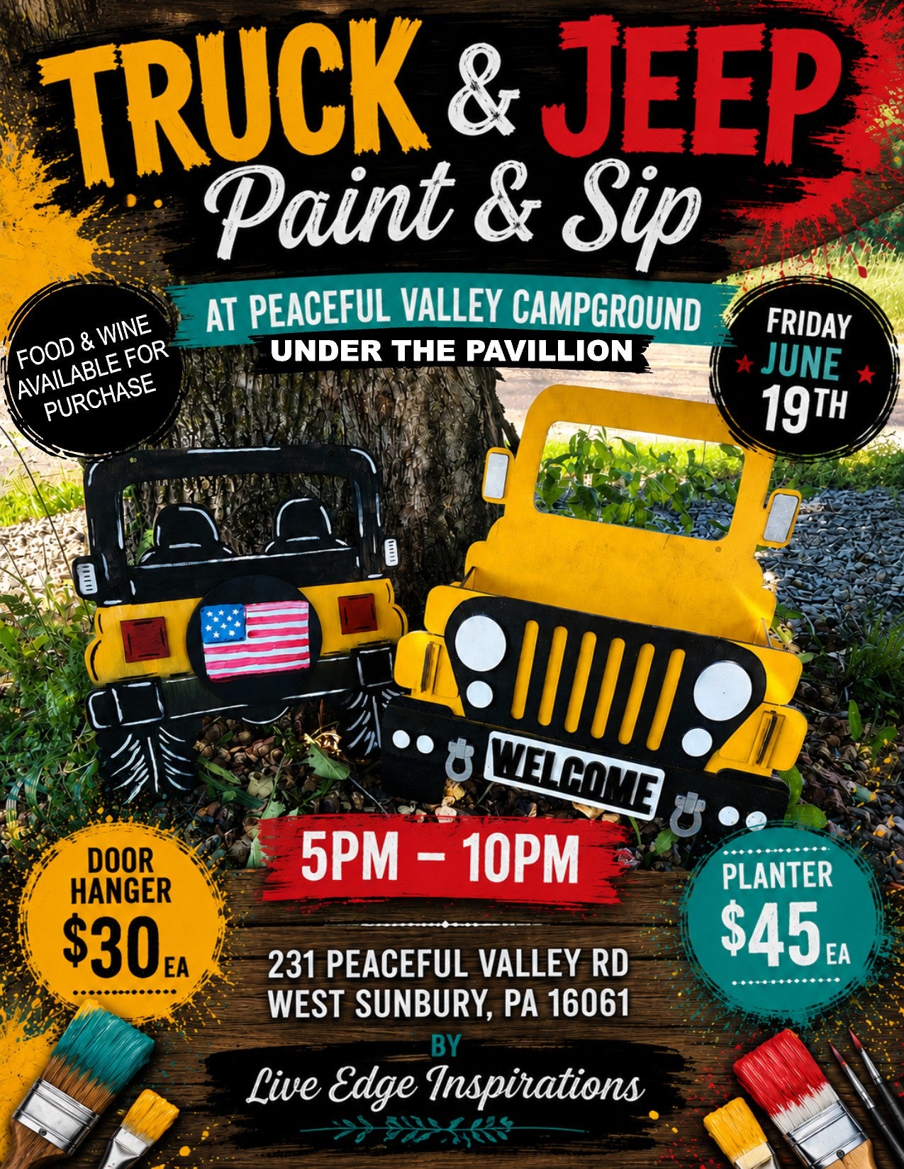 Truck & Jeep Paint & Sip at Peaceful Valley Campground
