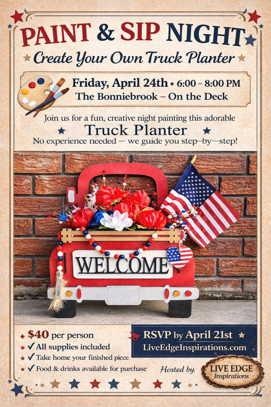 April 24th Paint & Sip Truck Planter at The Bonniebrook